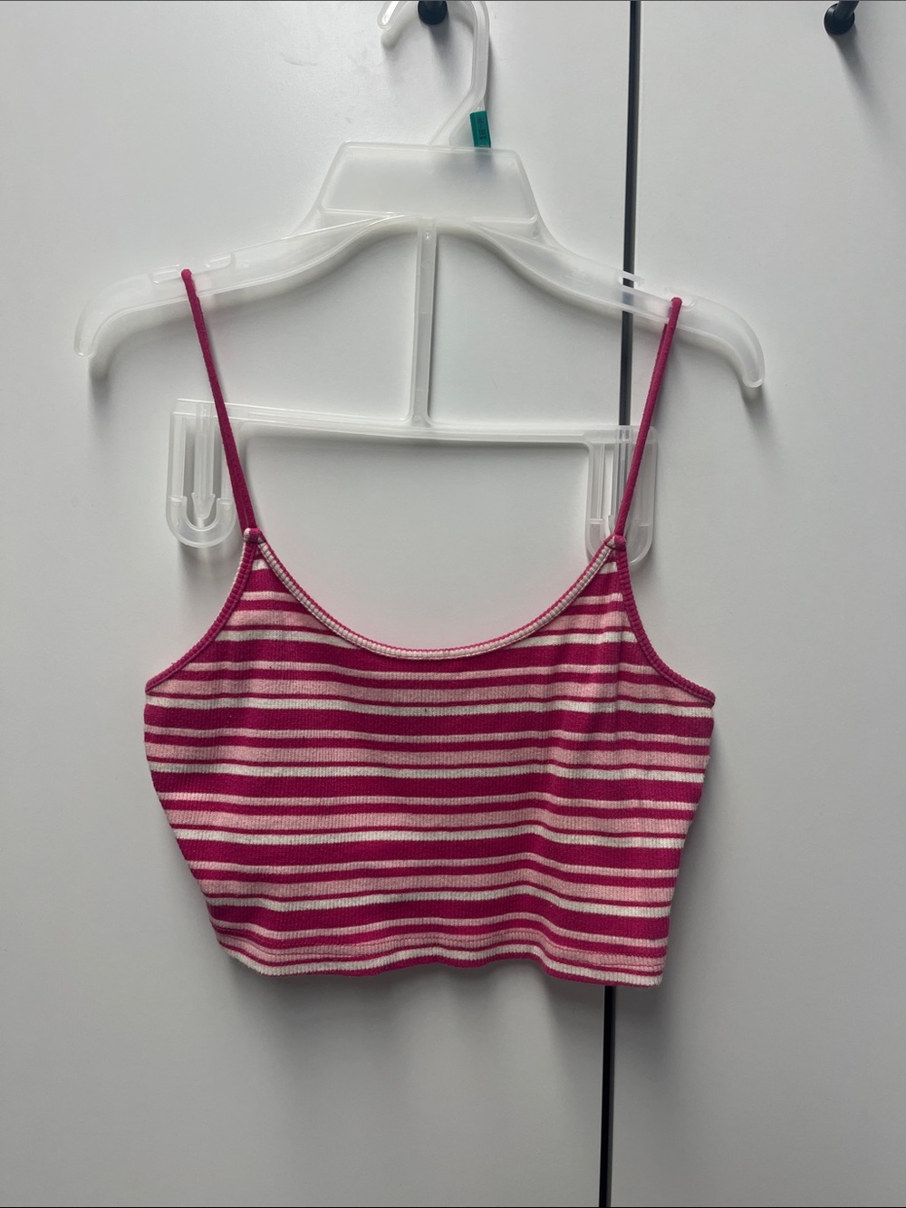 Pink and White Striped Crop Cami